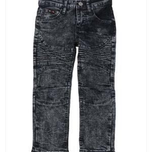 Washed moto jeans